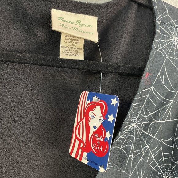 Laura Byrnes Hope Morrison Wrap Top Womens 3X Black Spiderweb Bell Sleeve Gothic - Picture 6 of 12